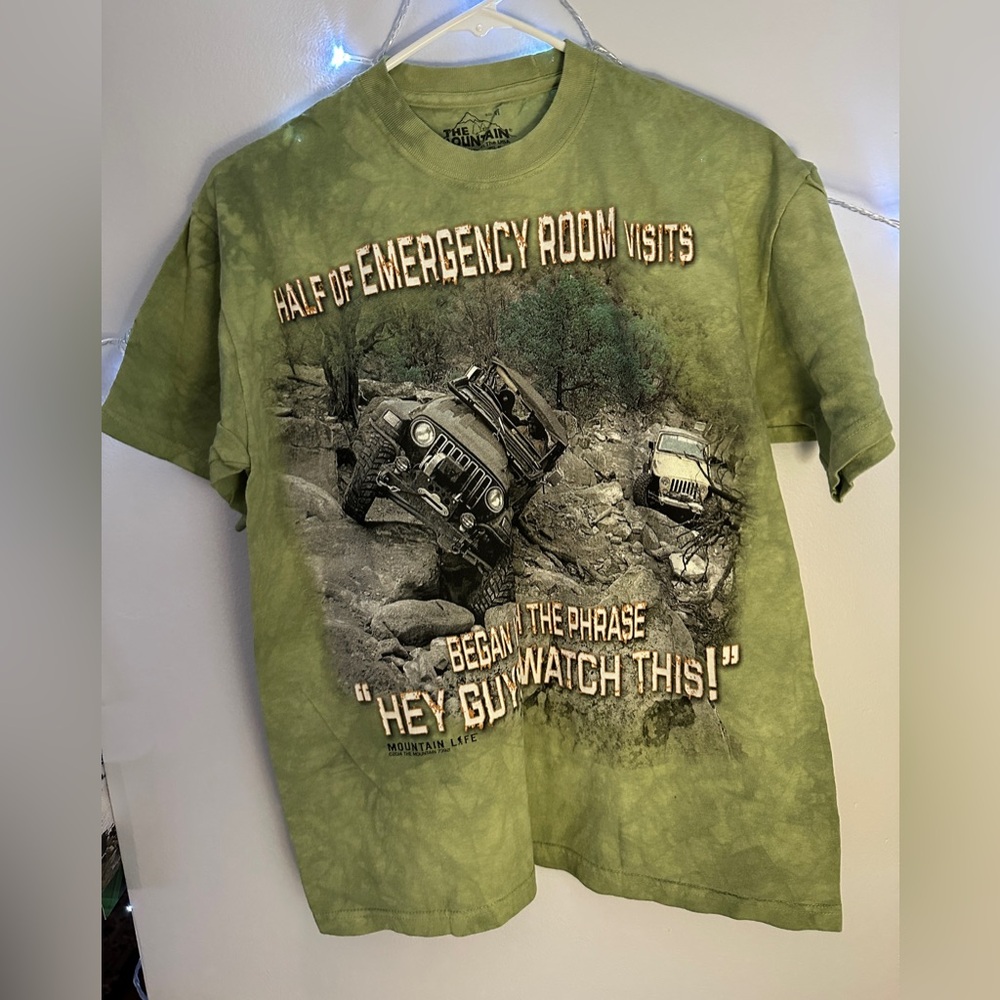 The Mountain Shirt Jeep Green Tie Dye Graphic Tee -Medium- NWOT